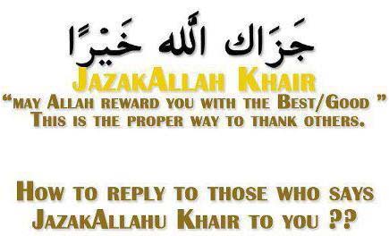 Replying Jazak Allahua Khayran