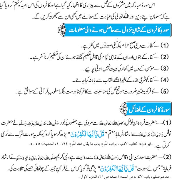 Surah Al-Kafirun Kay Fazail