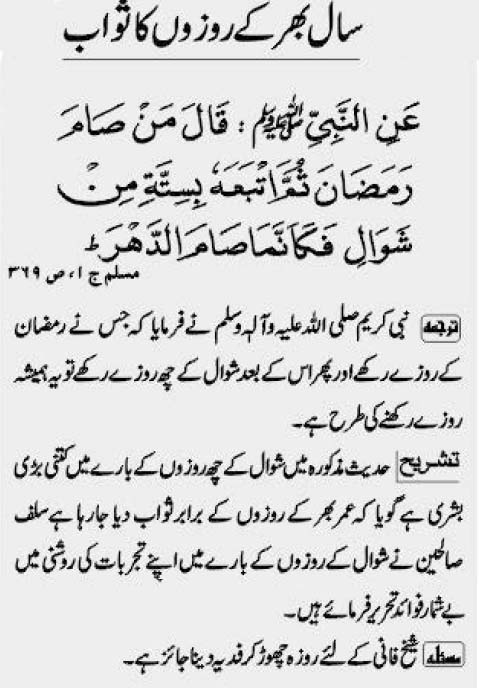 Saal Bhar Ke Rozon Ka Sawab