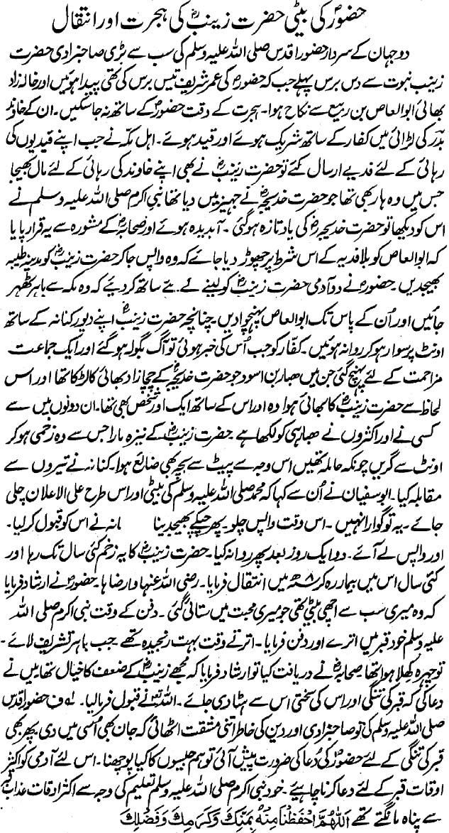 Hazrat Zainab (radi Allahu anha) Ki Hijrat Aur Intiqal