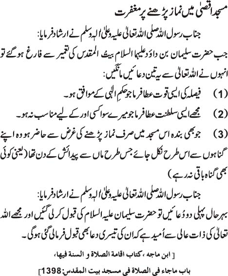 Masjid Al Aqsa Mein Namaz Parhne Par Maghfirat